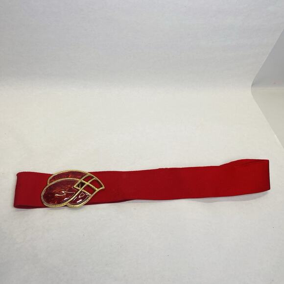 Vintage Day-Lor Red Enamel Brass Cinch Stretch Belt Size M/L Nana Glam 80's USA - Picture 4 of 8